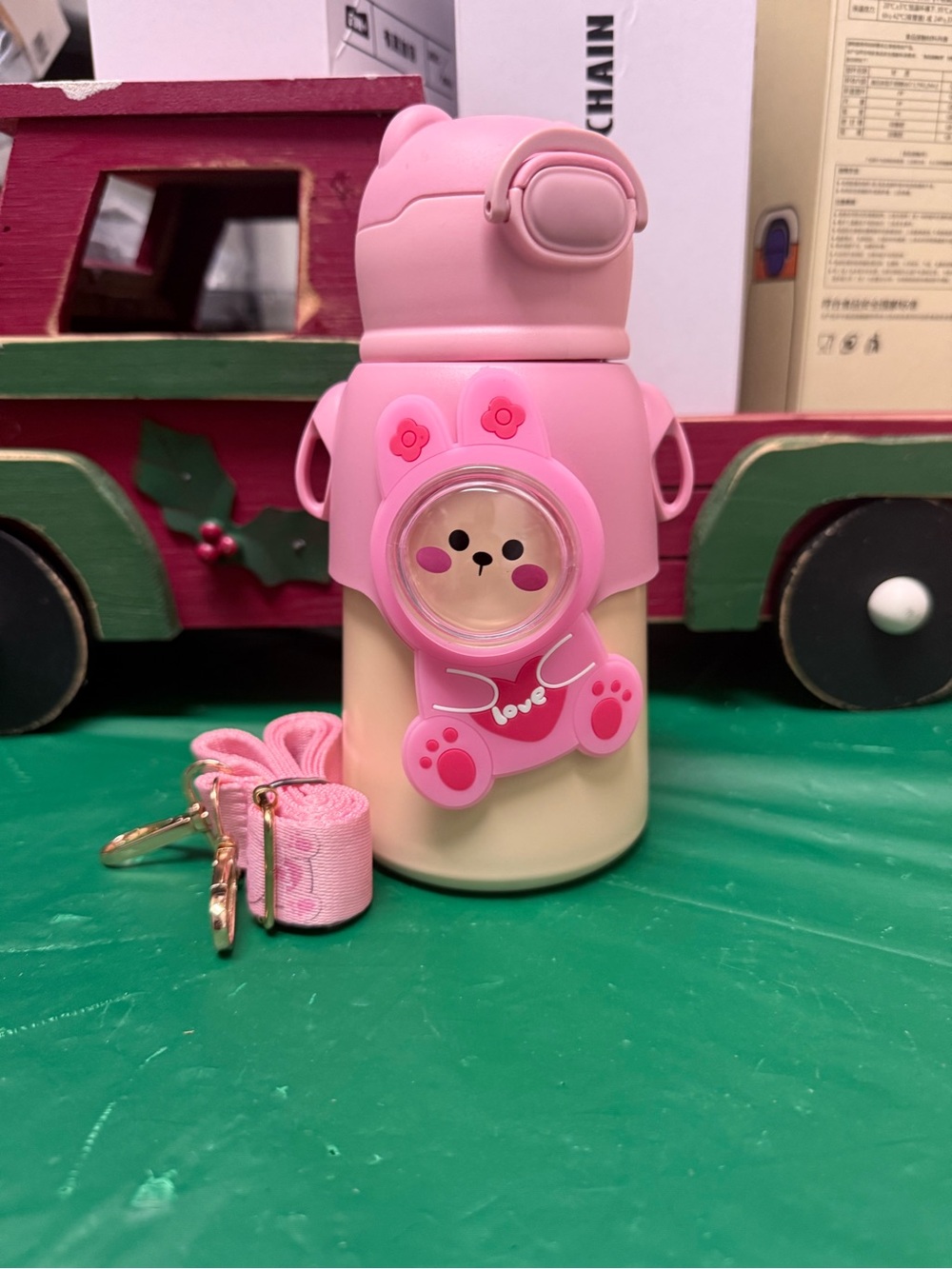 Cute Pink Small Pets Water Bottle with Bear Design